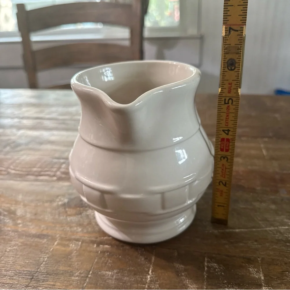 Longaberger Woven Traditions Cream Ceramic Pitcher 1 Quart